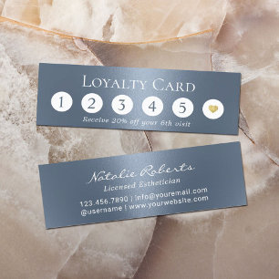 Tarjeta De Fidelización Moderno Salón de Belleza Metálica Azul Dusty Lea