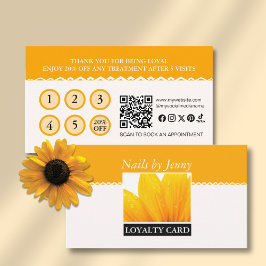 Tarjeta De Fidelización Moderno Salón de Nales con Flores Blancas Naranja