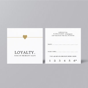 Tarjeta De Fidelización Moderno White Faux Gold Heart Lines Belleza Lealta