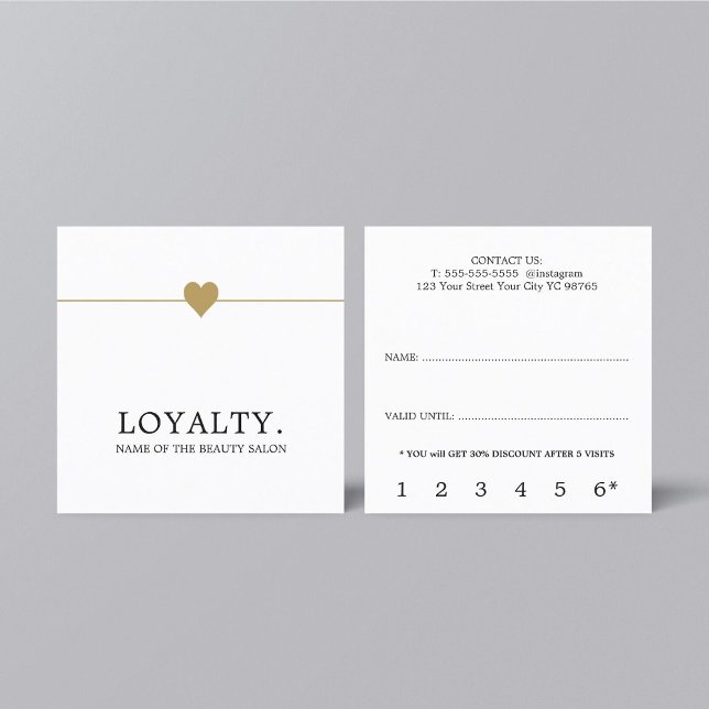 Tarjeta De Fidelización Moderno White Faux Gold Heart Lines Belleza Lealta (Subido por el creador)