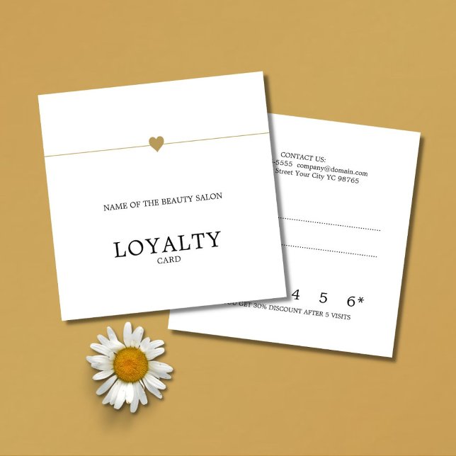 Tarjeta De Fidelización Moderno White Faux Gold Heart Lines Belleza Lealta (Subido por el creador)