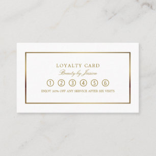 Tarjeta De Fidelización Moderno y brillante, blanco y dorado,