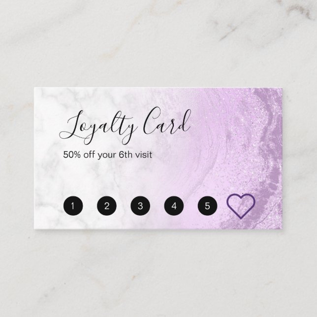Tarjeta De Fidelización Moderno y elegante artista de maquillaje de mármol (Anverso)