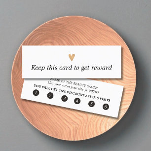 Tarjeta De Fidelización Moderno y elegante Corazón de Oro Black Faux White