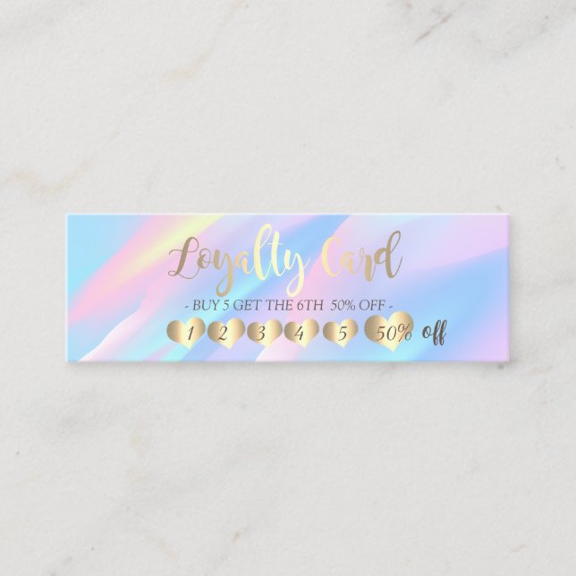 Tarjeta De Fidelización Moderno y elegante Corazones Profesionales Holográ (Anverso)