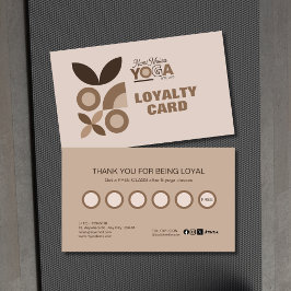 Tarjeta De Fidelización Moderno y elegante estudio de yoga beige marrón es