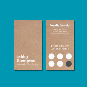 Tarjeta De Fidelización Moderno Y Elegante Salón De Pelo Impresa Kraft Neg