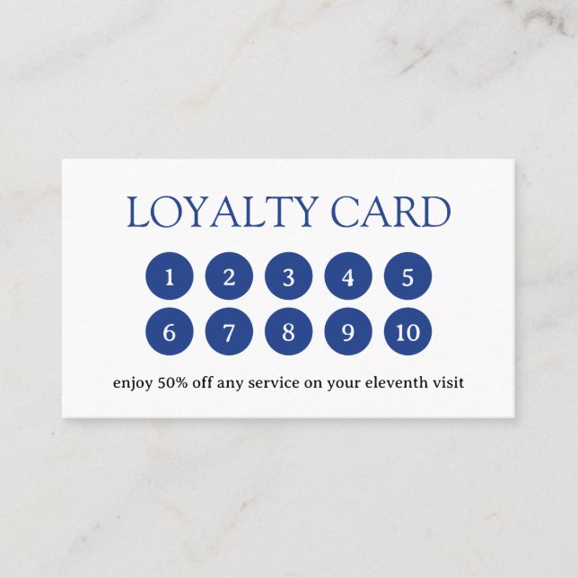 Tarjeta De Fidelización Monograma azul simple moderno (Anverso)