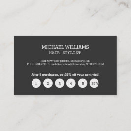 Tarjeta De Fidelización Monograma negro gris artístico moderno