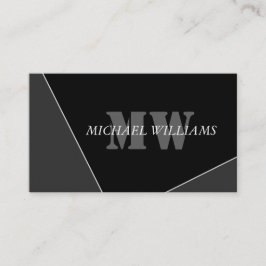 Tarjeta De Fidelización Monograma negro gris artístico moderno