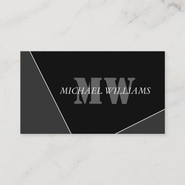 Tarjeta De Fidelización Monograma negro gris artístico moderno (Anverso)