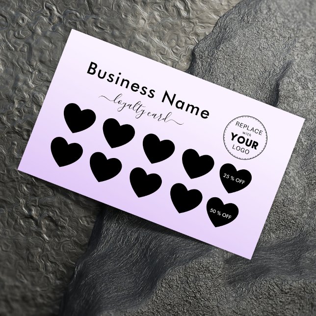 Tarjeta De Fidelización Morado suave Ombre Añadir descuento con el logotip (Subido por el creador)