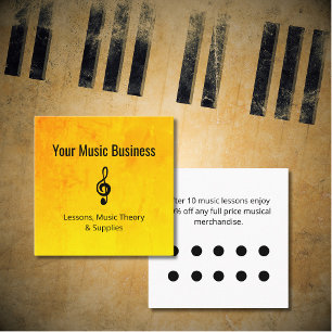 Tarjeta De Fidelización Music Store Gold Simple Treble Clef Descuento