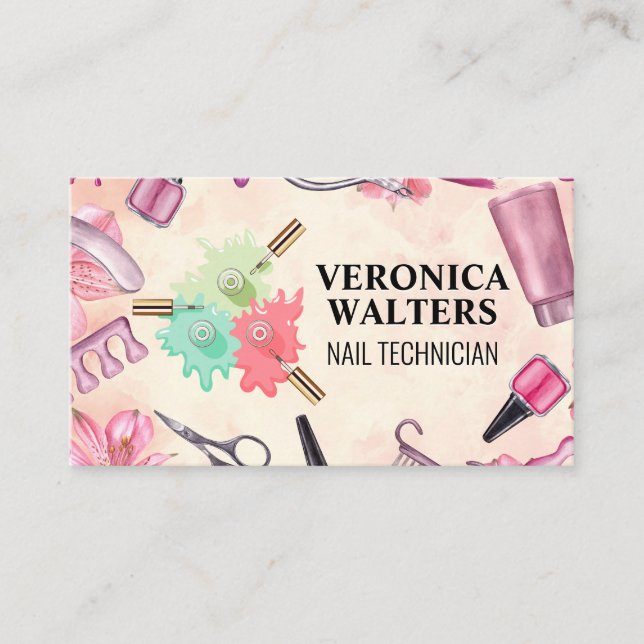 Tarjeta De Fidelización Nail Polaco derramado | Herramientas de manicura (Anverso)