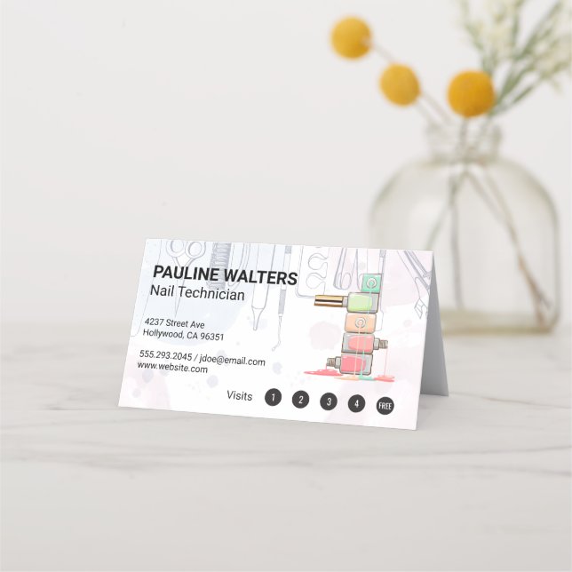 Tarjeta De Fidelización Nail Polaco | Herramientas de manicura (Anverso)