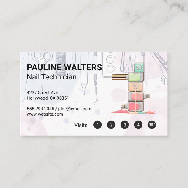 Tarjeta De Fidelización Nail Polaco | Herramientas de manicura (Anverso)