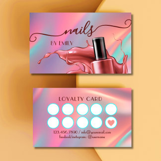 Tarjeta De Fidelización Nail Salon Botella polaca Splash Pastel