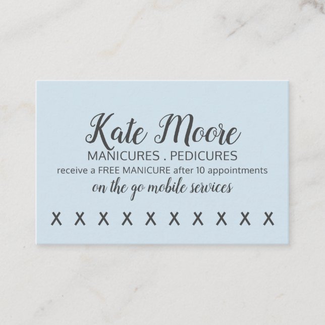 Tarjeta De Fidelización Nail Salon Manicurist Customer Loyalty Punch Card (Anverso)