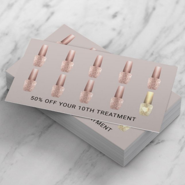 Tarjeta De Fidelización Nail Salon Rubor Rosa Gold Manicurista polaco (Subido por el creador)