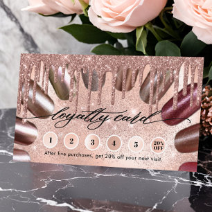 Tarjeta De Fidelización Nail Technician Modern Rosa Gold