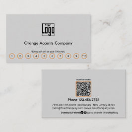 Tarjeta De Fidelización Naranja de moda Accents Logo Social Media QR Code