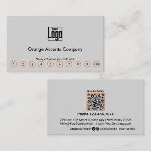 Tarjeta De Fidelización Naranja de moda Accents Logo Social Media QR Code