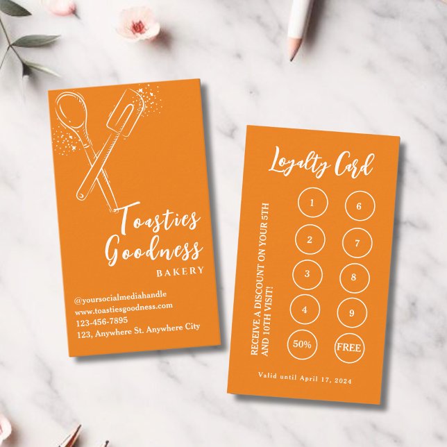 Tarjeta De Fidelización Naranja de panadería Pastry Chef Baking Utensiers (Subido por el creador)