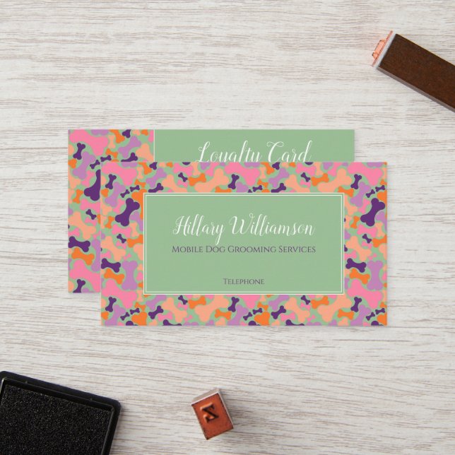 Tarjeta De Fidelización Naranja púrpura Servicio de preparación de mascota (Anverso/Reverso In Situ)