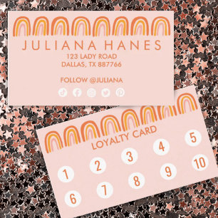 Tarjeta De Fidelización Naranja simple rosado de moda arde iconos sociales