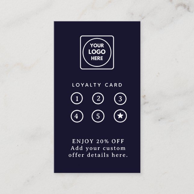 Tarjeta De Fidelización Navy Blue Logo | Modern Business Loyalty Design (Anverso)