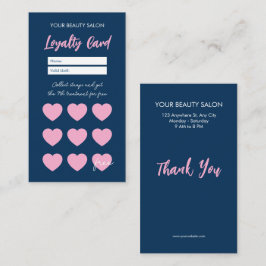 Tarjeta De Fidelización Navy Blue Reward Loyalty Card Thank You Card