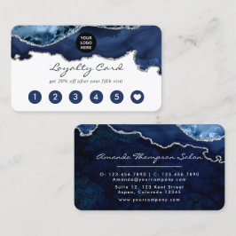 Tarjeta De Fidelización Navy y Agata Preciosa de Plata Corporativa