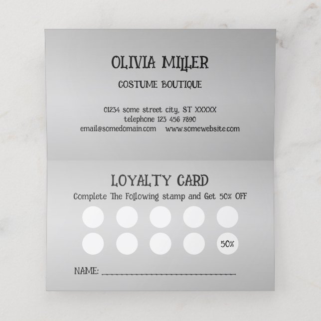 Tarjeta De Fidelización Noche de Halloween con casa embrujada, murciélagos (Interior desplegado)