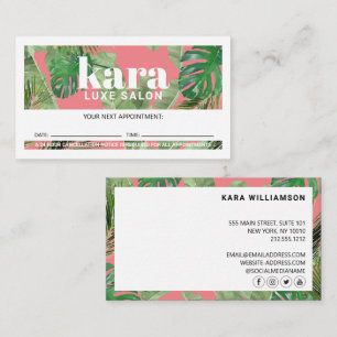 Tarjeta De Fidelización Nombramiento rosa en el Salón Boutique Tropical Mo