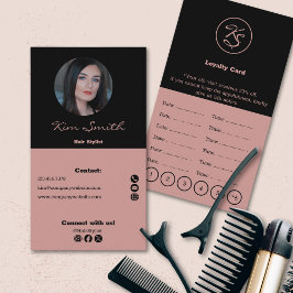 Tarjeta De Fidelización Nombramiento y nombramiento de Hair Stylist Black 