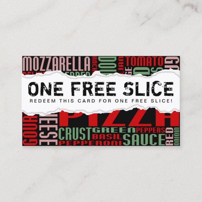 Tarjeta De Fidelización obtener un PIZZA SLICE gratuito (papel roto) (Anverso)