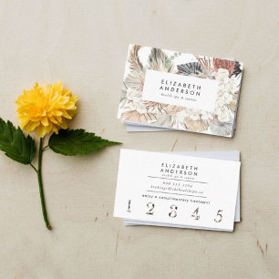 Tarjeta De Fidelización Onyx Tuxedo floral de pampas negro premium