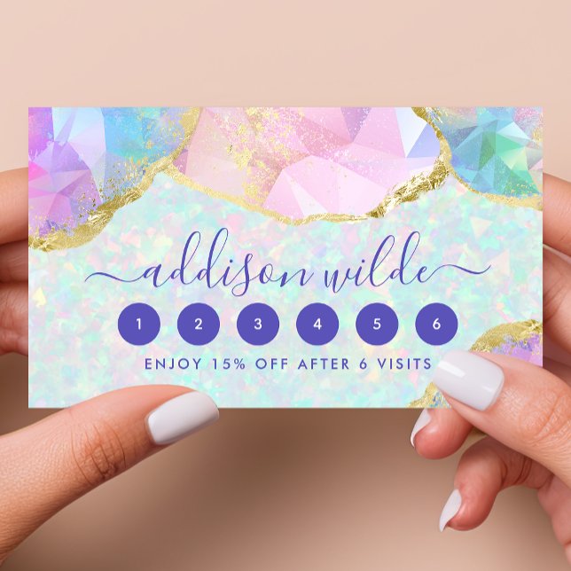 Tarjeta De Fidelización Opal Gemstone Pastel Irrisón Moderno Elegante (Subido por el creador)