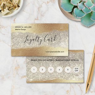 Tarjeta De Fidelización Oro Moderno Diamante Brillo Falso Hoja Lujo Glam