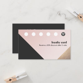 Tarjeta De Fidelización Oro moderno, negro, geométrico rosado 6 fidelidad 