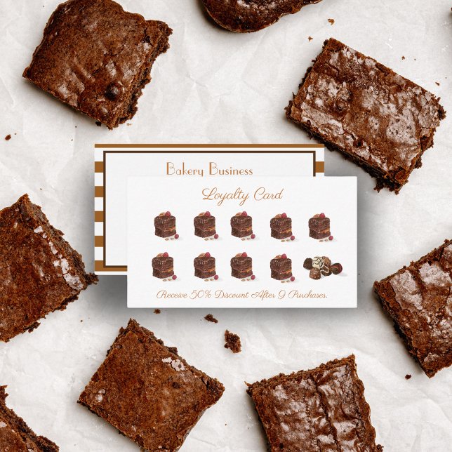 Tarjeta De Fidelización Panadería Acuarela Dulces Brownie Y Candy (Sweeten every visit with our Watercolor Bakery Sweets Brownie and Candy Loyalty Card!)