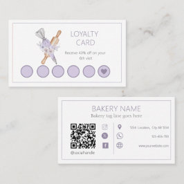 Tarjeta De Fidelización Panadería acuarela floral morada