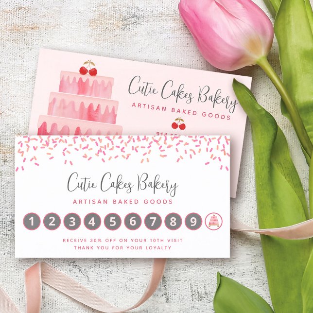 Tarjeta De Fidelización Panadería de pasteles Rubor Rosado Rociar Moda pas (Subido por el creador)