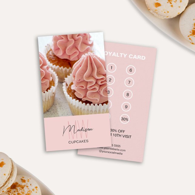 Tarjeta De Fidelización Panadería Logotipo Monograma Empresa profesional (Bakery Monogram Logo Professional Business Loyalty Card)