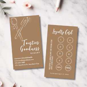 Tarjeta De Fidelización Panadería Pastelería Chef Baking Utensiers Brown