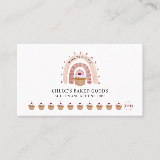 Tarjeta De Fidelización Panadería Pastelería Chef Cupakes Loyards Rainbow  (Anverso)
