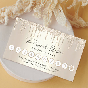 Tarjeta De Fidelización Panadería pastelería Chef Purpurinas de oro