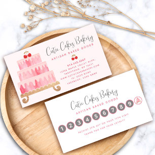 Tarjeta De Fidelización Panadería Tono Rosa Pastel Pastelería Chef Simple