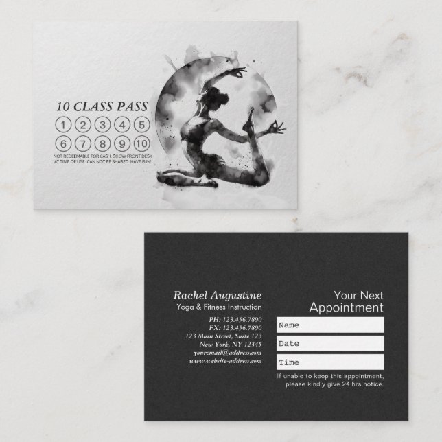 Tarjeta De Fidelización Paso de clase de paloma de yoga Reiki de una piern (Anverso / Reverso)