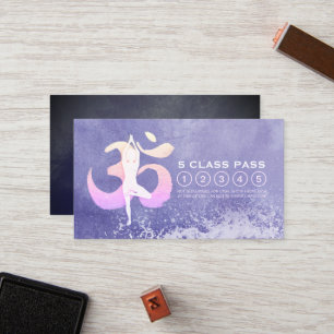 Tarjeta De Fidelización Paso de clase de Rótulo de Yoga Meditation Pose Om